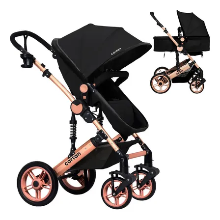 Cochecito de bebe convertible en asiento y cuna moises Cartan STL300 Negro