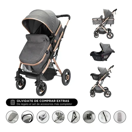 Cochecito Para Bebe Gadnic 3 En 1 Cochecito Moises Huevito Hasta 15 Kg Asiento Reversible Arnes 5 Puntos Plegable Suspension 4 Ruedas Capota Extensible