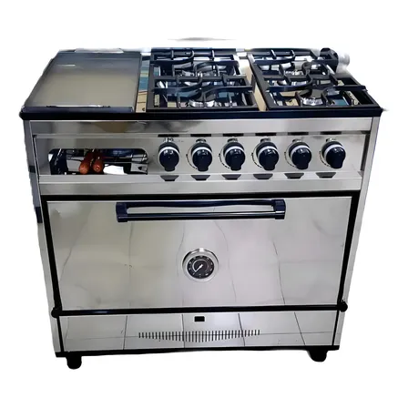 Cocina Farat Industrial 4 Hornallas Multigas Acero Inoxidable Gris Temporizador 90L