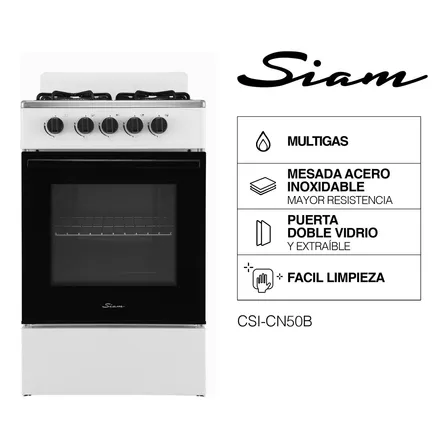 Cocina A Gas Multigas Siam Essential 50cm Blanca