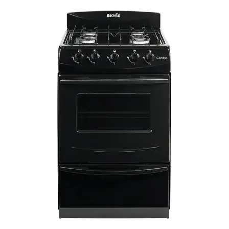 Cocina Negra Escorial Candor S2 Black 4 Hornallas Visor Y Parilla gas natural