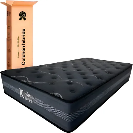 Colchon 1 Plaza 80cm &times; 190cm &times; 25cm Espuma Alta Densidad Firme Resorte Caja Negro KL-Eterna K&auml;nn Livet