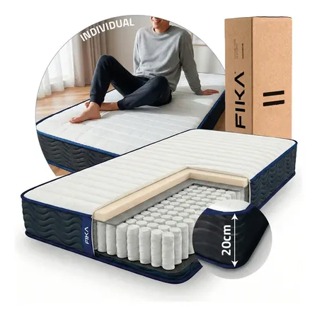 Colch&oacute;n 1 Plaza Fika Pocket En Caja 80x190 20cm Espuma Y Resortes