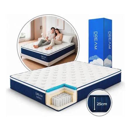 Colchon De Resorte Dyvan Dream Hybrid Alta Densidad Memory Foam 2 plazas