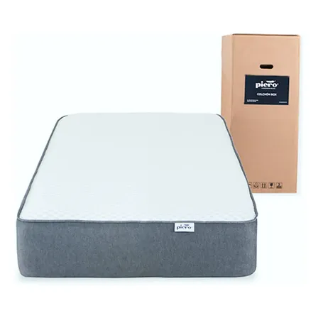Colch&oacute;n En Caja Piero Colch&oacute;nbox 1 Plaza 190x080 Espuma Color Blanco/Gris