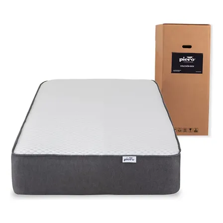 Colch&oacute;n En Caja Piero Colch&oacute;nbox Twin 200x100 Espuma Color Blanco/Gris