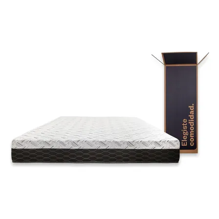 Colch&oacute;n En Caja Sue&ntilde;o Dorado Box Plus 2 Plazas 140x190cm Esp Color Negro/Blanco