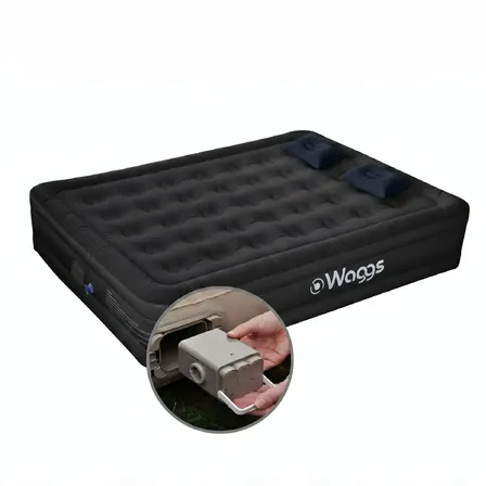 Colch&oacute;n Sommier Inflable 2 Plazas Bomba El&eacute;ctrica USB Waggs Negro
