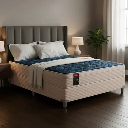 Colch&oacute;n Sommier Springwall Mcb 115 2 Plazas 190x140 Color Beige/Azul