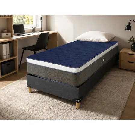 Colch&oacute;n Y Sommier Viggo Dual Relax 100 X 190 1 Plaza Y Media Color Gris