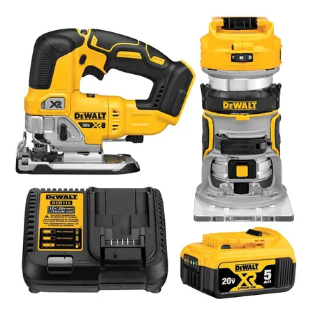 Combo Caladora + Fresadora Inal&aacute;mbrica 20 V Dewalt