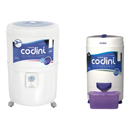 Combo Lavarropa Codini 10k + Secarropas Innova Lila 6.5k Blanco