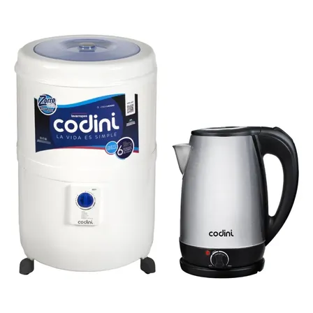 Combo Lavarropas Semiautom&aacute;tico 10 Kg Pava Termostato Codini Blanco