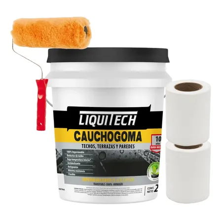 Combo Membrana Pintura Impermeabilizante Cauchogoma 20kg Gris Mate