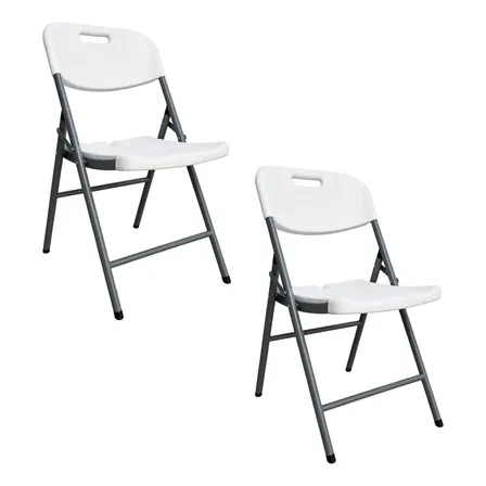 Combo X2 Silla Plegable Para Jard&iacute;n Terrazas Balcones Blanco Lisa