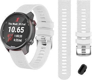 Compatible with Garmin Forerunner 245 Watch Band, 20mm Sport Strap for Vivoactive 6 / Vivoactive 5, Venu/Venu SQ Smartwatch Replacement Watch Bands + Dust Plug