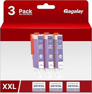 Compatible Ink Cartridge for 3 Pack 281XXL Photo Blue | High Yield 281XXL Compatible with Canon PIXMA TR7520 TR8520 TS6120 TS6220 TS8120 TS8220 TS9120 TS9520 TS9521C Printer