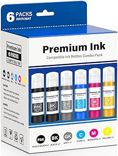 Compatible Ink Replacement for Epson 552 Ink Refill Bottles 6 Pack (NotSublimation) Compatible for Ecotank Photo 8550 ET-8550 ET-8500 ET8550 ET8500 8500 Printer, T552 (BK Pigment, PB C M Y GY Dye)
