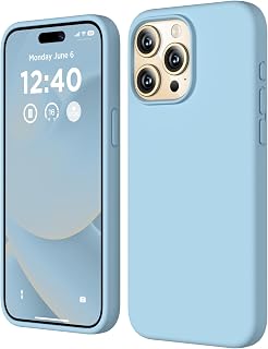Compatible with iPhone 15 Pro Max Case, Liquid Silicone Case, Full Body Shockproof Protective Cover Slim Thin Phone Case with Soft Anti-Scratch Microfiber Lining, 6.7 inch-Baby Blue