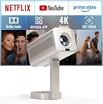 [Compatible with Netflix & TOF Real-time Focus] Mini Projector with WiFi and Bluetooth, XuanPad Gold Smart Projector 4K Support, Dolby Audio & Keystone , 210&deg; Rotatable Stand for Home