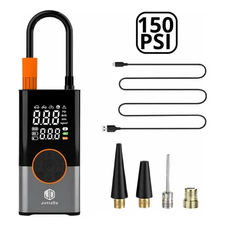 Compresor de Aire Port&aacute;til JD Air Master 150 PSI para Neum&aacute;ticos y Pelotas con Linterna y Power Bank