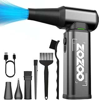 Compressed Air Duster, 180000RPM Powerful Cordless Electric Air Duster with Brushless Motor and LED Light, Rechargeable Stepless Speed Regulation Dust Blower for PC, Keyboard, House, Car and Outdoor