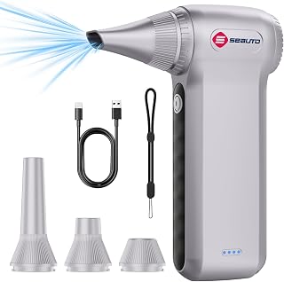 Compressed Air Duster, Ergonomic Design 250,000 RPM Compressed Canned Air Alternative, 3-Gear Powerful Blower for Computer Keyboard, PC Cleaning,Appliance,Car,Home and Outdoor