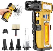 Compressed Air Duster,7-in-1 Electric Mini Dust Blower with LED Light, 8000mAh 300000RPM Rechargeable Air Duster for PC Keyboard Computer Car Vents Electronics Cleaner Home and Outdoor（Yellow）
