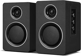 Computer Speakers for Desktop PC, Active Bookshelf Speaker with 3" Carbon Fiber Woofer and Silk Film Tweeter, Supports Bluetooth 5.3, USB-C, AUX/RCA Input for Record Player TV - Black Stereo Set