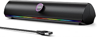 Computer Speakers for Desktop PC, Bluetooth 5.4 Sound Bar with Bass Boost, RGB Light Modes & Touch Buttons &ndash; HiFi Stereo USB Speakers for Gaming, Movies, Music, and Home Office