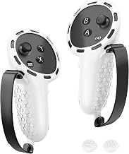 Controller Grip for Meta Quest 3S Oculus Quest 3 VR Grips Cover for VR Touch Controllers Straps Silicone Covers Protector with Non-Slip Thumbstick Covers 1Pair White