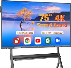 COOLHOOD 75" Smart Board, 4K UHD Touchscreen Interactive Digital Whiteboard Display, Electronic All-in-One Computer for Classroom Office Home Business w/Open App Ecosystem (Board & Wall Mount Only)