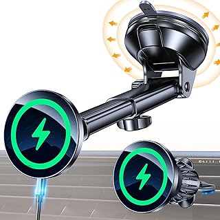 Coolpow for MagSafe Car Mount Charger【Ultra Magnet】Magnetic Phone Holders for Your Car Charger Magnetic Wireless Car Phone Holder Charger Car Accessories for Women Cell Phone Mount for iPhone 17 16 15