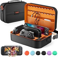 COOWPS Switch 2 Case Bundle for Nintendo Switch 2, with 2-Pack Screen Protector, 6Pcs Thumb Grips, 20 Game Card Slots, Portable Travel Full Protection All In One Storage Case for Switch 2 Accessories