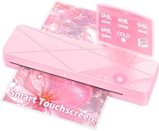 Crenova Laminator Machine 13 inch,Laminator with Touch Screen, 60s Quick Warm Up Auto Off, Hot and Cold Laminator with ABS Jam Free, Laminator for Home Office School, Pink