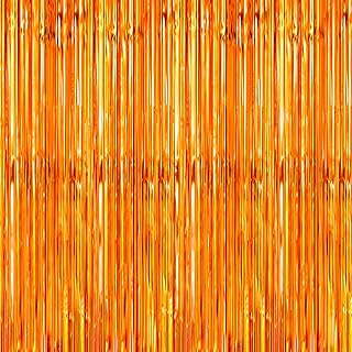 Crosize 7 Pack 3.3 x 9.9 ft Orange Foil Fringe Glitter Curtains Party Decorations, Tinsel Backdrop for Parties, Door Streamers for Birthday, Photo Booth Backdrops, Party Decor