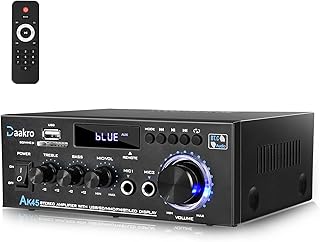 Daakro AK45 Stereo Audio Amplifier,300W Home 2 Channel Wireless Bluetooth 5.0 Power Amplifier System, Home Amplifiers FM Radio, USB, SD Card, with Remote Control Home Theater Audio Stereo System