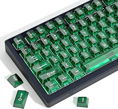 dagaladoo Dark Green Clear Keyboard keycaps,Transparent keycaps 60 75 100 Percent,Crystal Jelly Key Cap Set,Shine Through Key caps.,Cherry Profile Key caps for Mx Switches Mechanical Keyboard