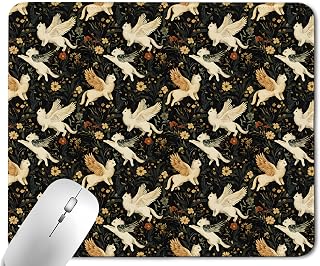 Dark Mythical Cat Mouse Pad,Aesthetic Mouse Pad,Vintage Secret Garden Themed Mousepad for Computers Laptop Desk Home Office, Gifts for Animals Decor Lovers, 9.5x7.9 Inch