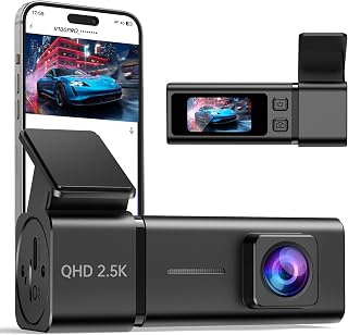 Dash Cam Front Camera for Cars, 2.5K WiFi Dash Cam, 1.47" Screen, 256GB Max | App Control, 160&deg; Lens, Night Vision, G-Sensor, Smart Voice, Loop Recording, 24H Parking, Simple Setup, SD Card Not Included
