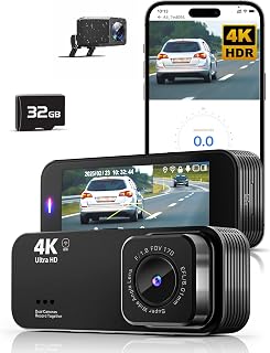 Dash Camera for Cars, 4K+1080P Dash Cam Front and Rear with 5G WiFi | Built-in 32GB Card, Night Vision, G-Sensor, 24H Parking Mode, Loop Recording