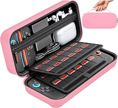 daydayup Switch Carrying Case Compatible with Nintendo Switch 2, with 24 Games Cartridges Protective Hard Shell Travel Carrying Pouch DS Case Pink