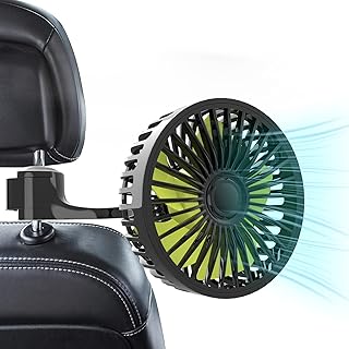Dealswin USB Car Seat Fans for Backseat: Protable Car Cooling Fan for Car Rear Seat Baby Kids, 3 Speeds and 360 Degree Rotatable Car Rear Seat Headrest Fan for Sedan, SUV, RV, Van Strong Wind