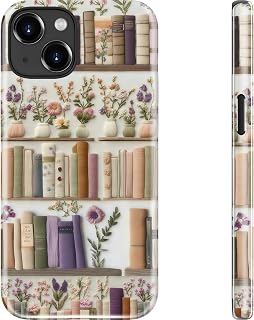DEENAKIN for iPhone 15 Plus Case Cute,Aesthetic Vintage Floral - Book Shelf,Compatible with Magsafe,Trendy Wildflower Unique Cool Retro Western Slim Silicone Phone Cover for Women Girls