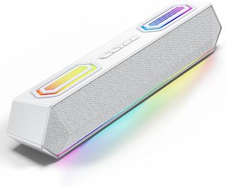 Deeyaple Computer Speakers, 40W PC Speakers for Desktop Monitor BT5.3 | USB Audio, HiFi Stereo Gaming Soundbar with Custom EQ Software, Dynamic RGB Lighting for Laptop, PS4, PS5, Black.