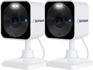 Defender GO 2K AI Powered WiFi Indoor/Outdoor Home, Business, Pet, Baby Security Camera, AI Detection, Dual Band, Spotlight/Siren, Color Night Vision, 2-Way Talk, Works with ClearVu App, 2 Pack