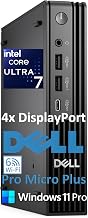Dell Mini PC Desktop Computers, Pro Micro Plus Al Copilot+ PC (Next Gen OptiPlex MFF), Intel Ultra 7 255H, 32GB DDR5, 1TB PCIe SSD, 4 DisplayPort, WiFi 6, Bluetooth, Windows 11 Pro
