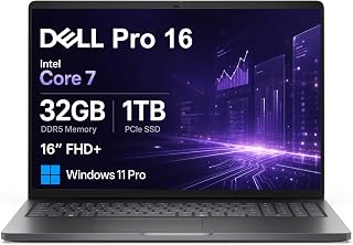 Dell Pro 16 PC16250 (Next Gen Latitude 5550) Business Laptop, 16" FHD+, Anti-Glare, Intel Core 7 150U (> Ultra 7 165U), 32GB DDR5, 1TB SSD, Thunderbolt 4, Ethernet, Numeric KB, Fast Charge, Win 11 Pro
