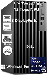 Dell Pro Tower Plus QBT1250 Desktop, Intel Ultra 5 235, 32GB DDR5 1TB SSD | 14-Core Up to 5.0GHz, Supports 4 Monitors, Windows 11 Pro, Gigabit Ethernet, Business Tower for Developers & Workstations