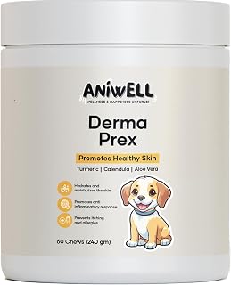 DermaPrex Dog Allergy Chews &ndash; Anti Itch for Dogs | Borage Oil, Omega 3, Vitamin E | Dog Itching Skin Relief, Hot Spot Treatment, Yeast Infection Support | Seasonal Allergy Support